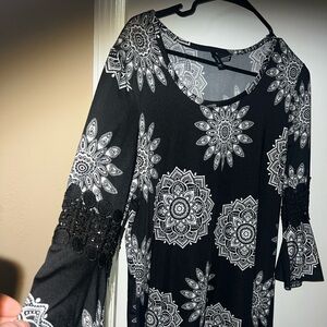 Black and White Patterned Blouse